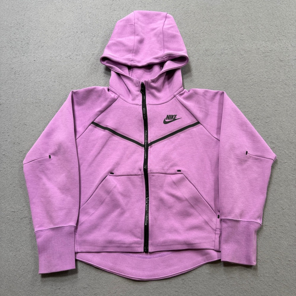 Nike Hoodie Women's Medium Pink Tech Fleece Full Zip Windrunner Athletic Running